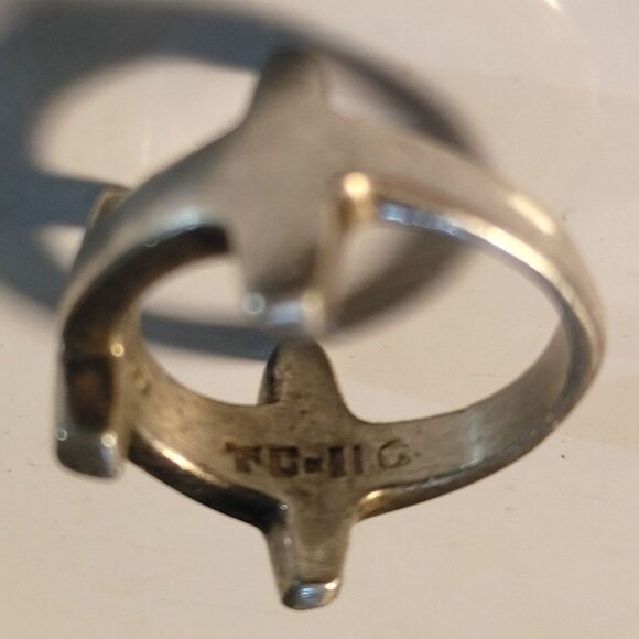 Cross Ring Size 5 Sterling Silver 925 Taxco Mexico Modernist Brutalist Mexican - Picture 1 of 13